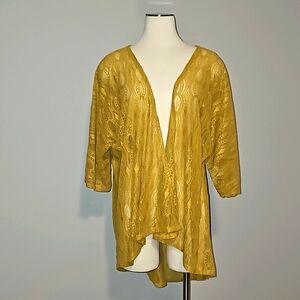 LLR LuLaRoe Kimono Shirley Simply Comfortable Merrigold Yellow Stretch Lace M